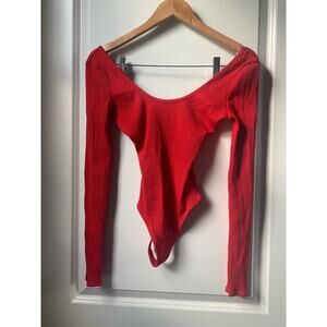 Wilfred Red Ribbed Long Sleeve Bodysuit